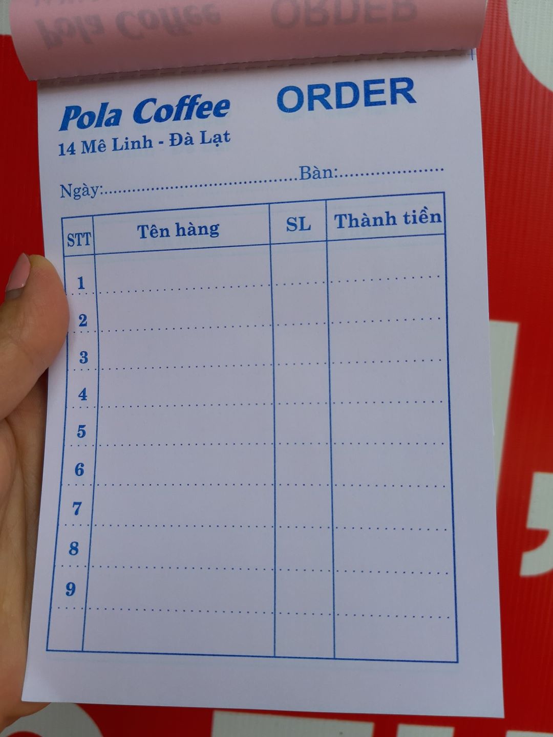 Phiếu order