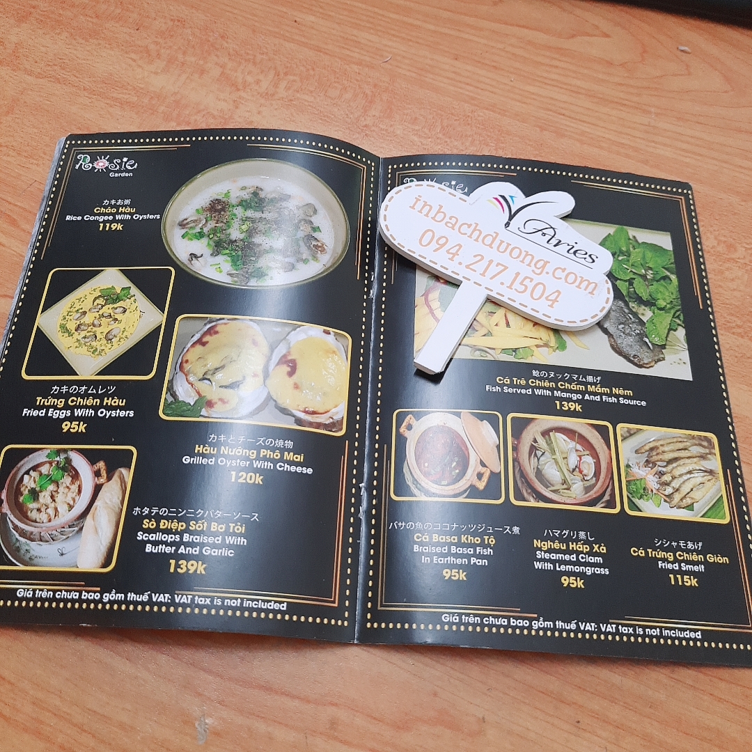 Menu đóng cuốn Bấm kim