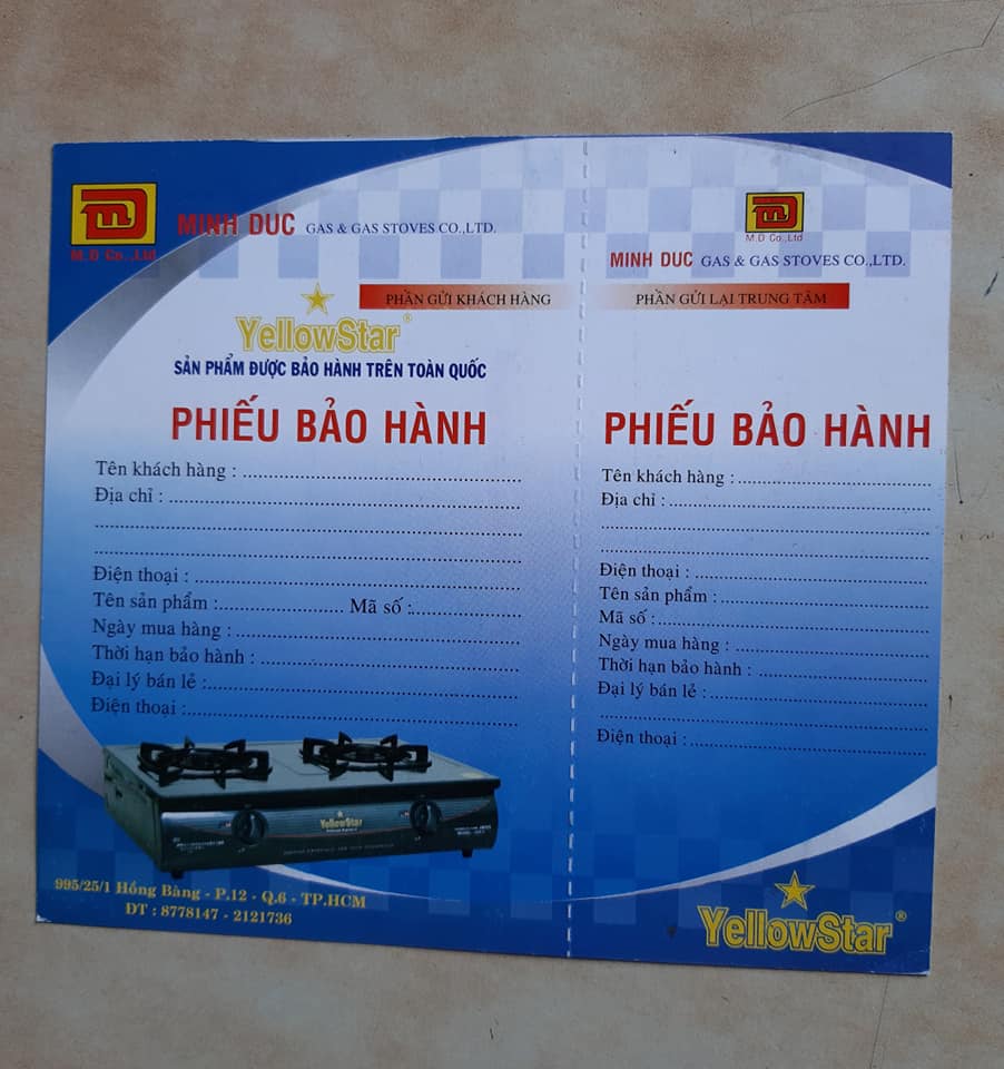 Phiếu bảo hành cấn răng cưa